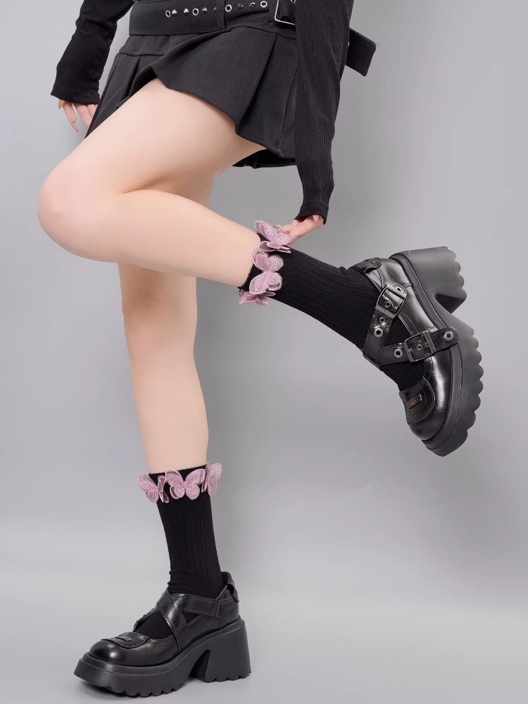 Butterfly Ruffle Crew Socks - View 7 | WEUXS