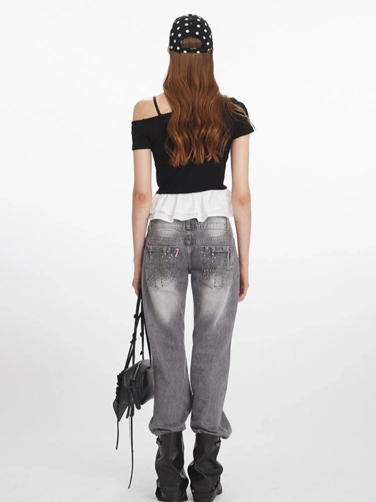 Asymmetric Neckline Top with Ribbon Detail Secondary image