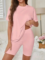 Oversized tee and biker shorts lounge set - View 6 | WEUXS