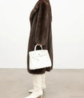 Faux Fur Lapel Pit Fabric Drape Overcoat