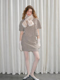 Faux Mink Fur Cross Scarf Tipped Plush Winter Collar - WEUXS