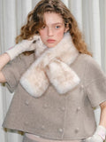 Faux Mink Fur Cross Scarf Tipped Plush Winter Collar - WEUXS