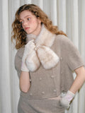 Faux Mink Fur Cross Scarf Tipped Plush Winter Collar - WEUXS