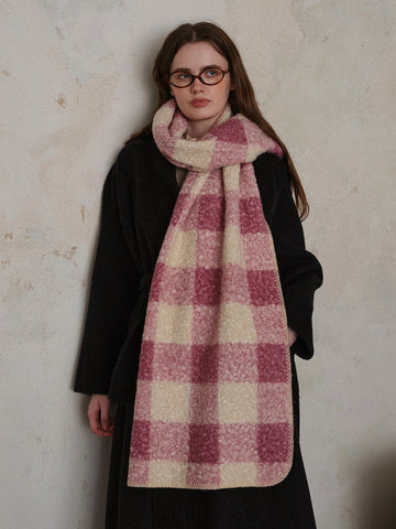Oversized Boucle Plaid Blanket Scarf