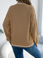Sky Blue Preppy V-Neck Cable Knit Sweater - View 8 | WEUXS
