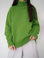 Oversized High Neck Knit Sweater - View 10 | WEUXS