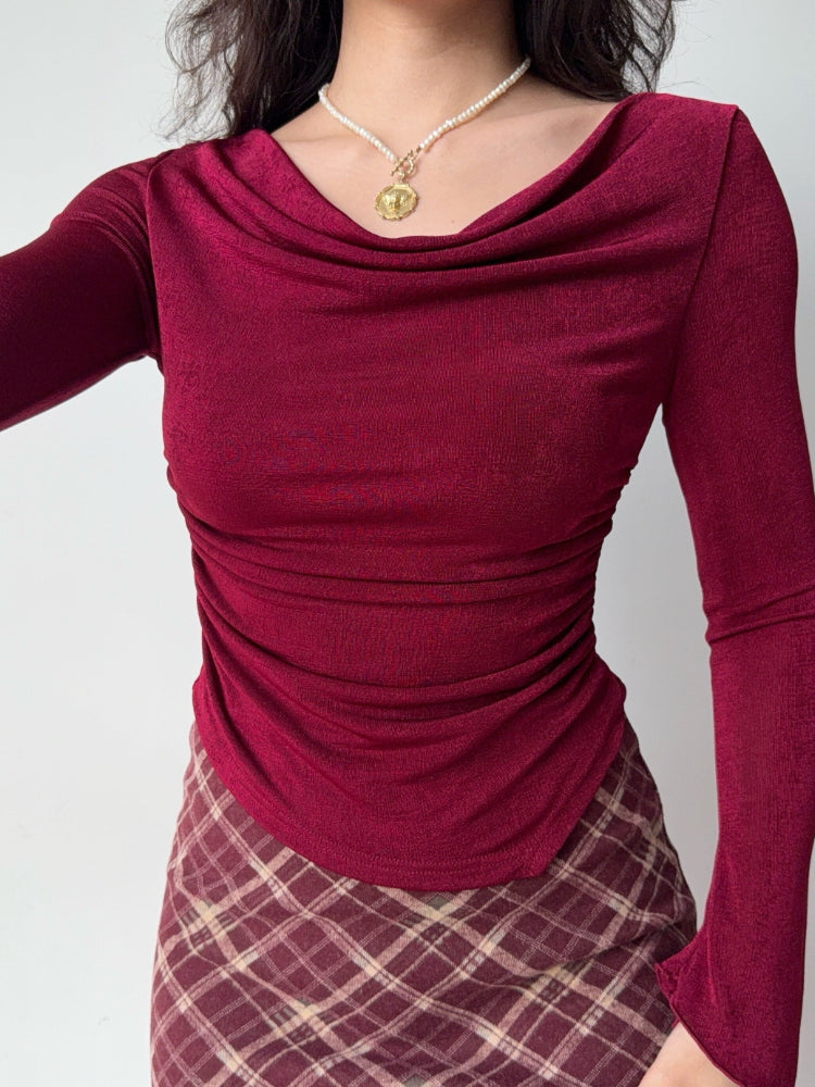 Asymmetrical Hem Cowl Neck Top Secondary image