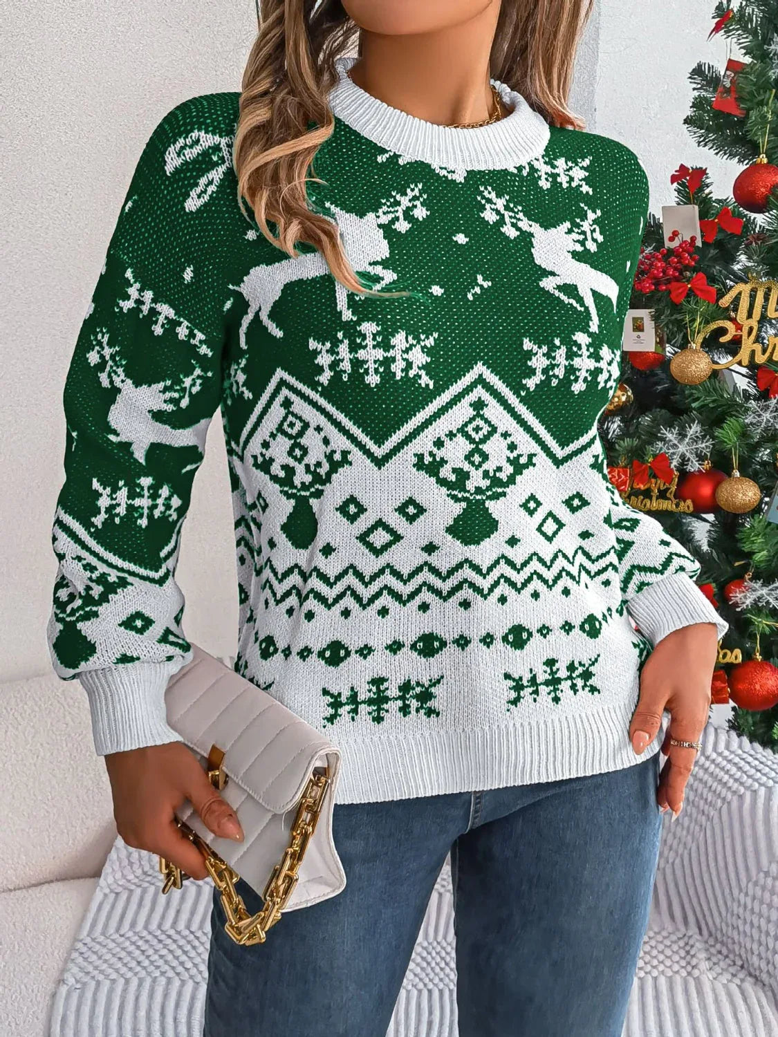 Classic Fair Isle Knit Holiday Sweater - View 11 | WEUXS