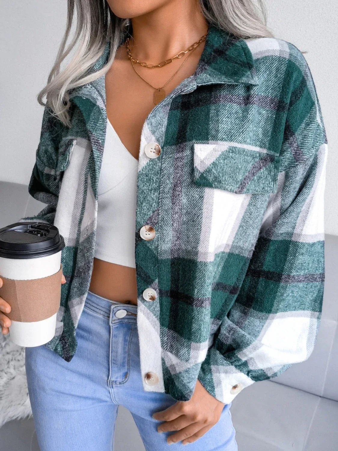 Plaid Cropped Shacket - View 14 | WEUXS