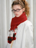 Detail of the scarf's texture and snowman embellishments
