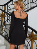 Halter Neck Square Neck Dress - View 8 | WEUXS