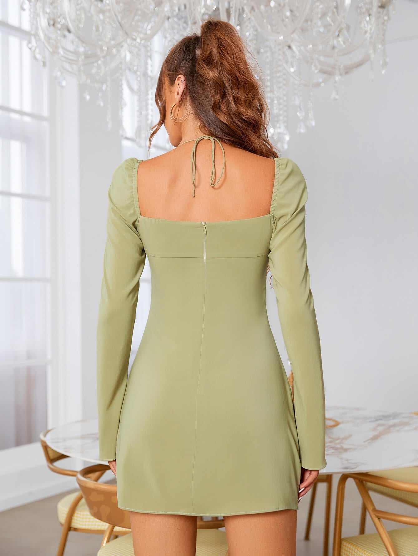 Halter Neck Square Neck Dress - View 14 | WEUXS