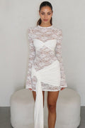 Fleur de Lune Lace Ruched Mini Dress - WEUXS