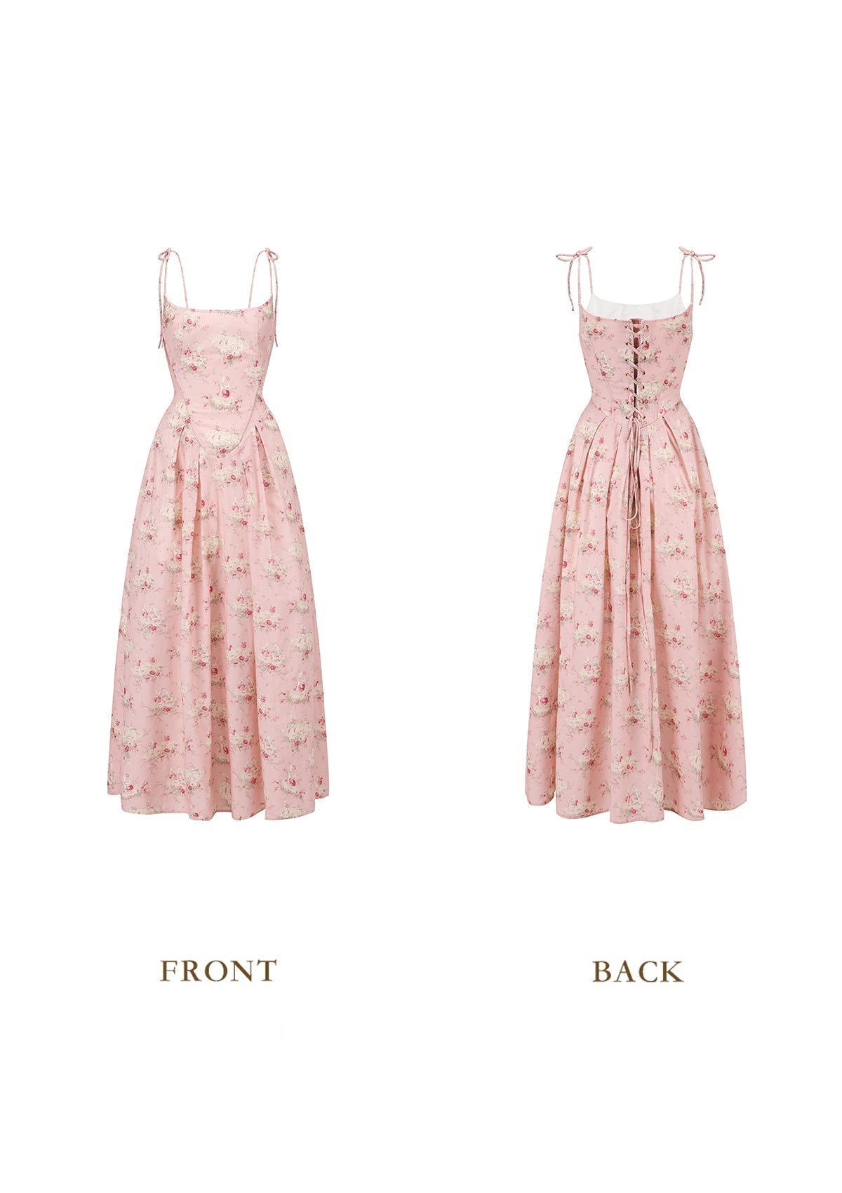 Floral Print A-Line Dress with Lace-Up Back Secondary image