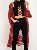 Embroidered lace kimono cover up - View 6 | WEUXS