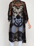 Embroidered lace kimono cover up - View 9 | WEUXS