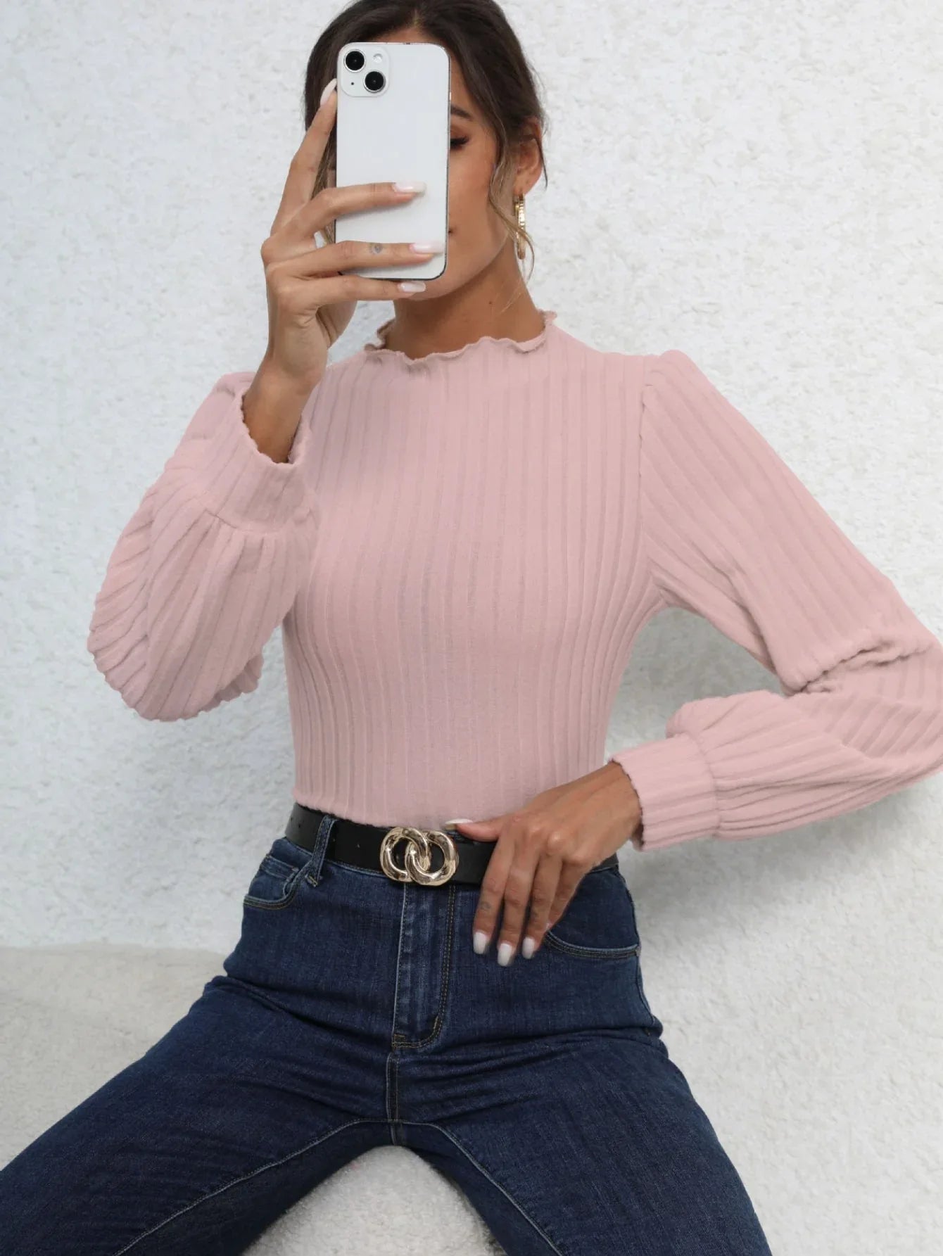 Ribbed Knit Mock Neck Bodysuit - View 11 | WEUXS