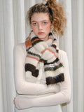 Fuzzy Stripe Knit Scarf Cream Multi - WEUXS