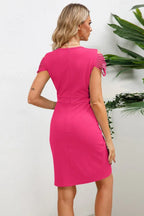 Elegant V-Neck Crepe Dress - View 11 | WEUXS