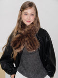 Gradient Leopard Faux Fur Scarf Brown - WEUXS
