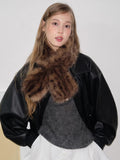 Gradient Leopard Faux Fur Scarf Brown - WEUXS