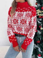 Green Fair Isle Snowflake Turtleneck Sweater - View 8 | WEUXS