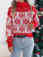 Green Fair Isle Snowflake Turtleneck Sweater - View 13 | WEUXS