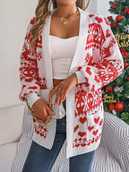 Green Reindeer Fair Isle Knit Cardigan - WEUXS