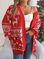 Green Reindeer Fair Isle Knit Cardigan - WEUXS