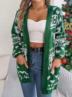 Green Reindeer Fair Isle Knit Cardigan - WEUXS