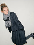 Grey knit scarf with dachshund pattern - View 6 | WEUXS