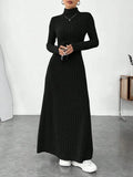 Ribbed Knit Turtleneck Maxi Dress - View 6 | WEUXS