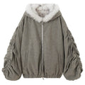 grey reversible fur jacket boogzel clothing