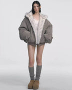 Reversible Hooded Bomber Jacket - View 6 | WEUXS