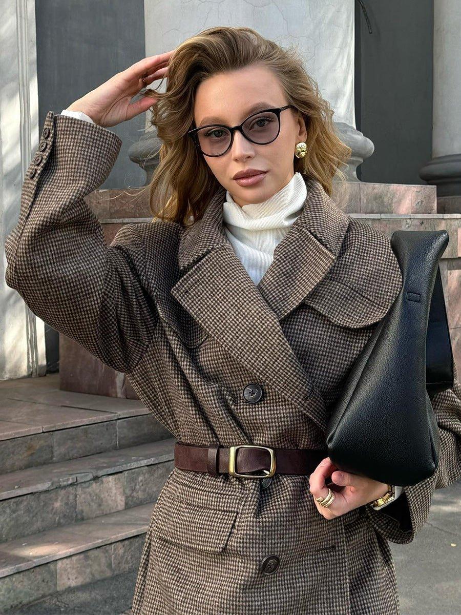 Heritage Houndstooth Wool Blend Coat - WEUXS