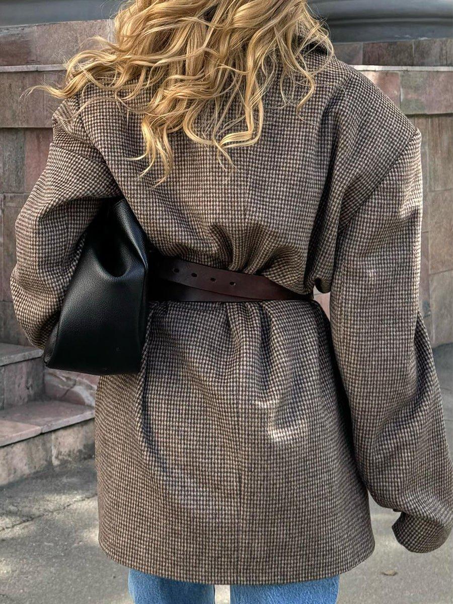 Heritage Houndstooth Wool Blend Coat - WEUXS