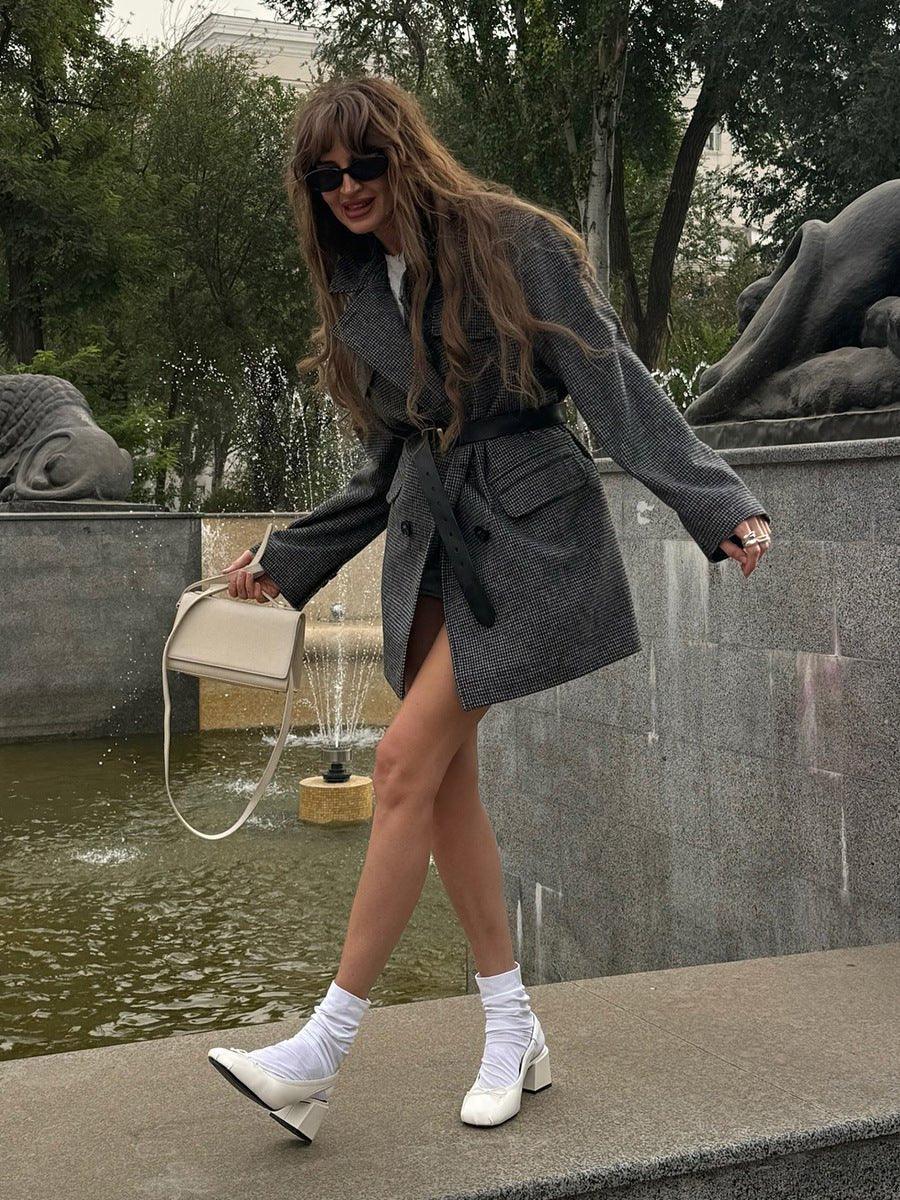 Heritage Houndstooth Wool Blend Coat - WEUXS