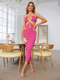 Sleeveless halter neck cut out dress - View 16 | WEUXS