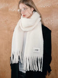 Iceland Blue Mohair Wool Blend Fringe Scarf - View 11 | WEUXS