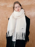 Iceland Blue Mohair Wool Blend Fringe Scarf - View 9 | WEUXS