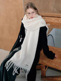 Iceland Blue Mohair Wool Blend Fringe Scarf - View 10 | WEUXS