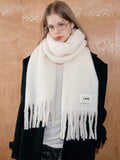 Iceland Blue Mohair Wool Blend Fringe Scarf - View 7 | WEUXS