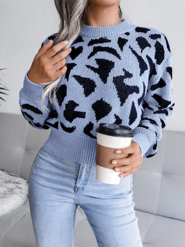 Red Leopard Print Knit Sweater - View 18 | WEUXS