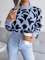 Red Leopard Print Knit Sweater - View 18 | WEUXS