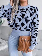 Red Leopard Print Knit Sweater - View 19 | WEUXS