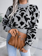 Red Leopard Print Knit Sweater - View 14 | WEUXS