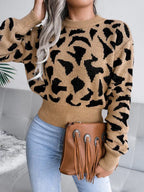 Red Leopard Print Knit Sweater - View 7 | WEUXS