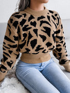 Red Leopard Print Knit Sweater - View 9 | WEUXS