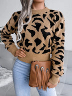 Red Leopard Print Knit Sweater - View 8 | WEUXS