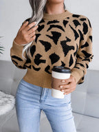 Red Leopard Print Knit Sweater - View 6 | WEUXS